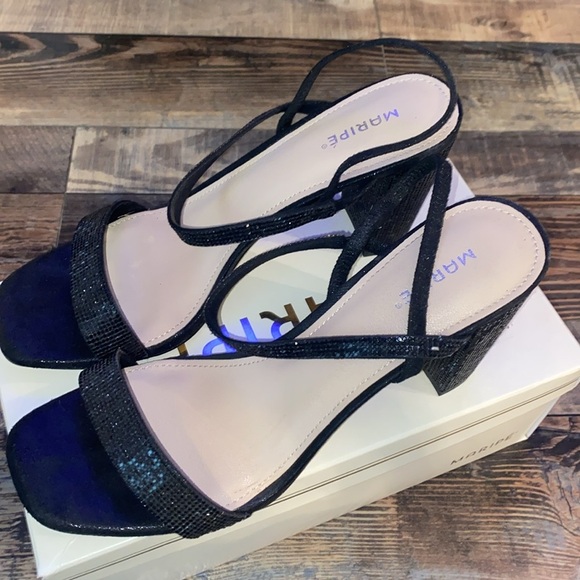 Maripe Lucille Black sequin heels size 11 with box - Picture 3 of 4